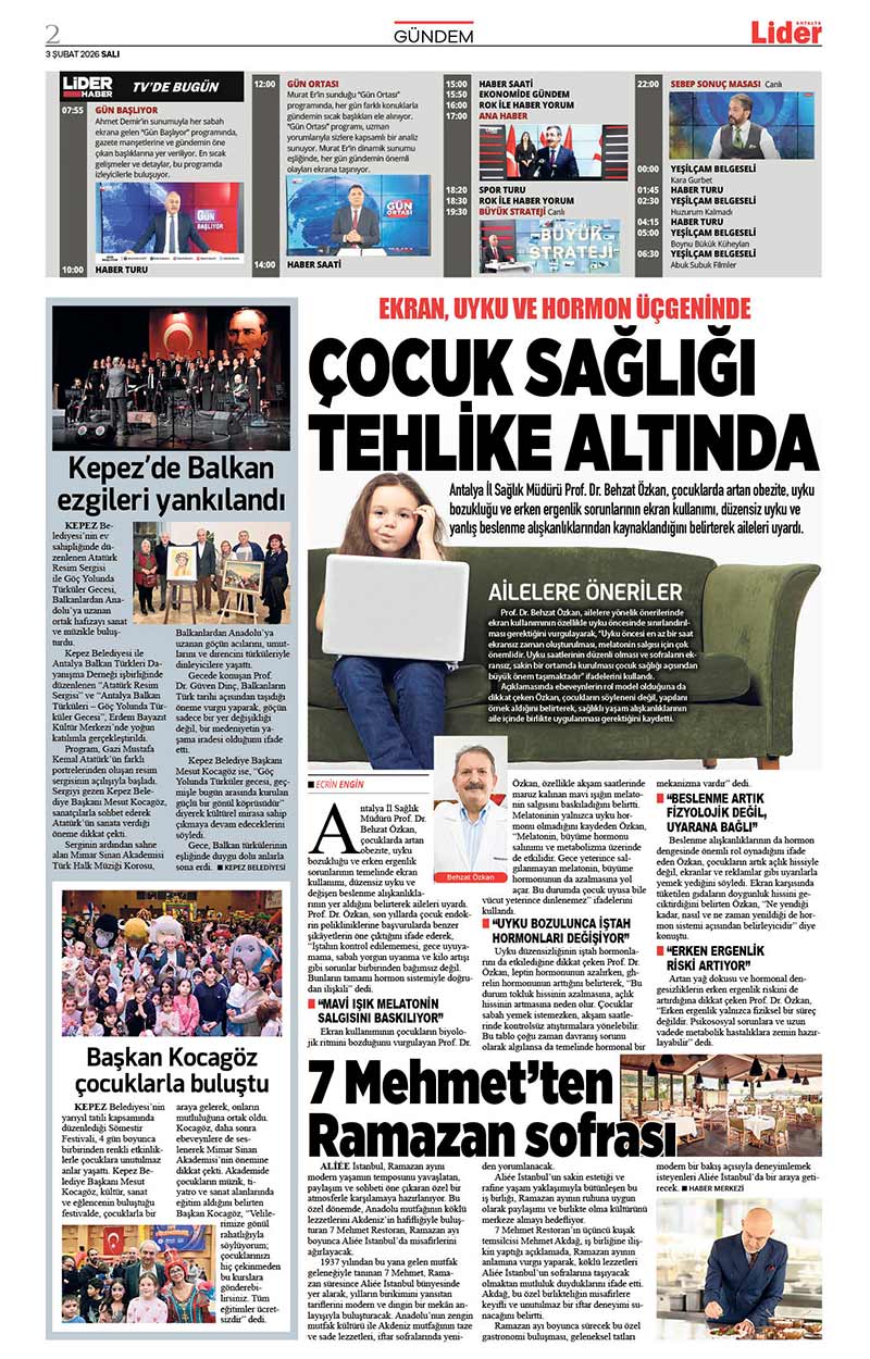 3 Ş U B A T 2026 L İ D E R G A Z E T E A N T A L Y A 2