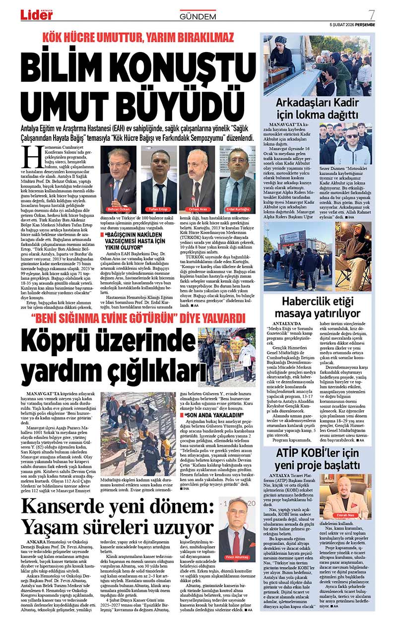 5 Ş U B A T 2026 L İ D E R G A Z E T E A N T A L Y A 7