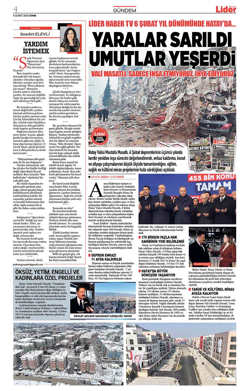 6 Ş U B A T 2026 L İ D E R G A Z E T E A N T A L Y A 4