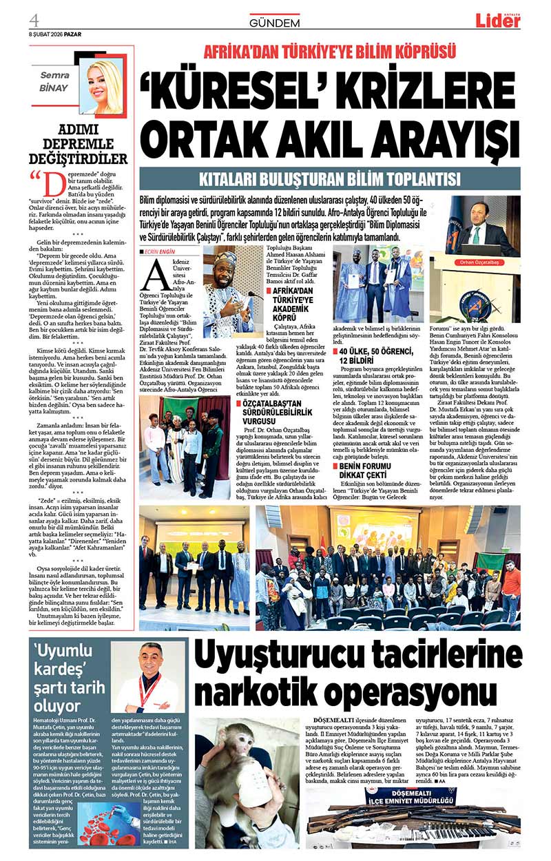 8 Ş U B A T 2026 L İ D E R G A Z E T E A N T A L Y A 4