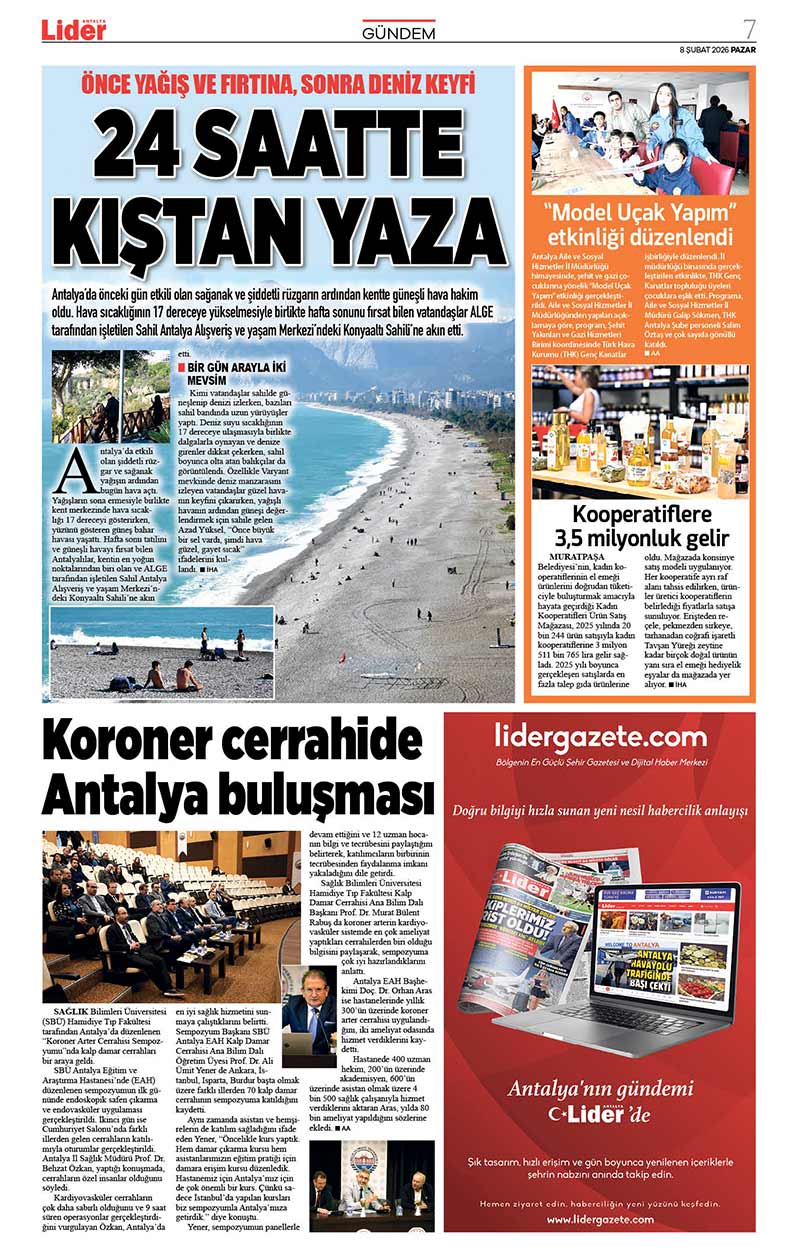 8 Ş U B A T 2026 L İ D E R G A Z E T E A N T A L Y A 7