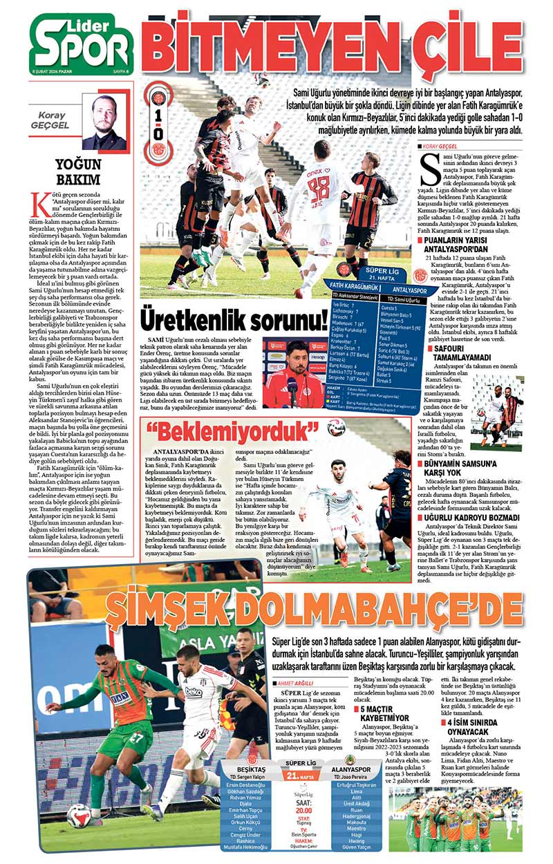 8 Ş U B A T 2026 L İ D E R G A Z E T E A N T A L Y A 8