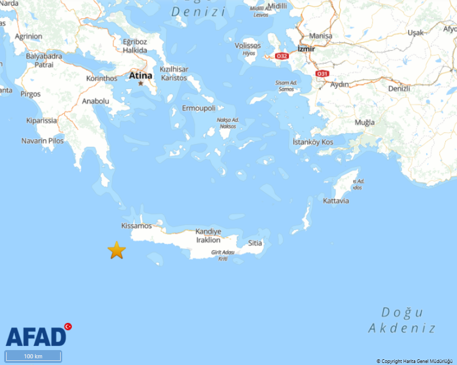 Akdeniz’de 4,2 Büyüklüğünde Deprem