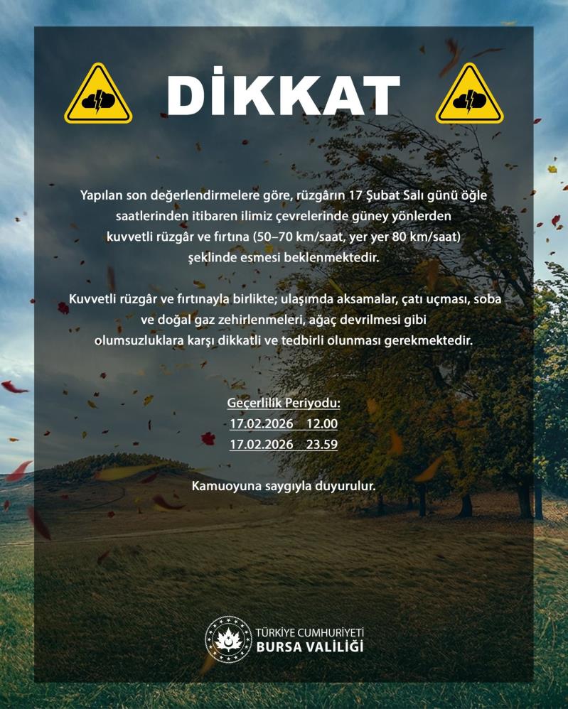 Bursa Fırtına Uyarısı