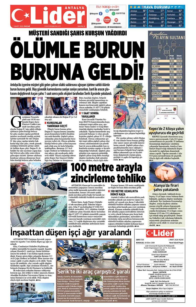 1 M A R T 2026 L İ D E R G A Z E T E A N T A L Y A 3