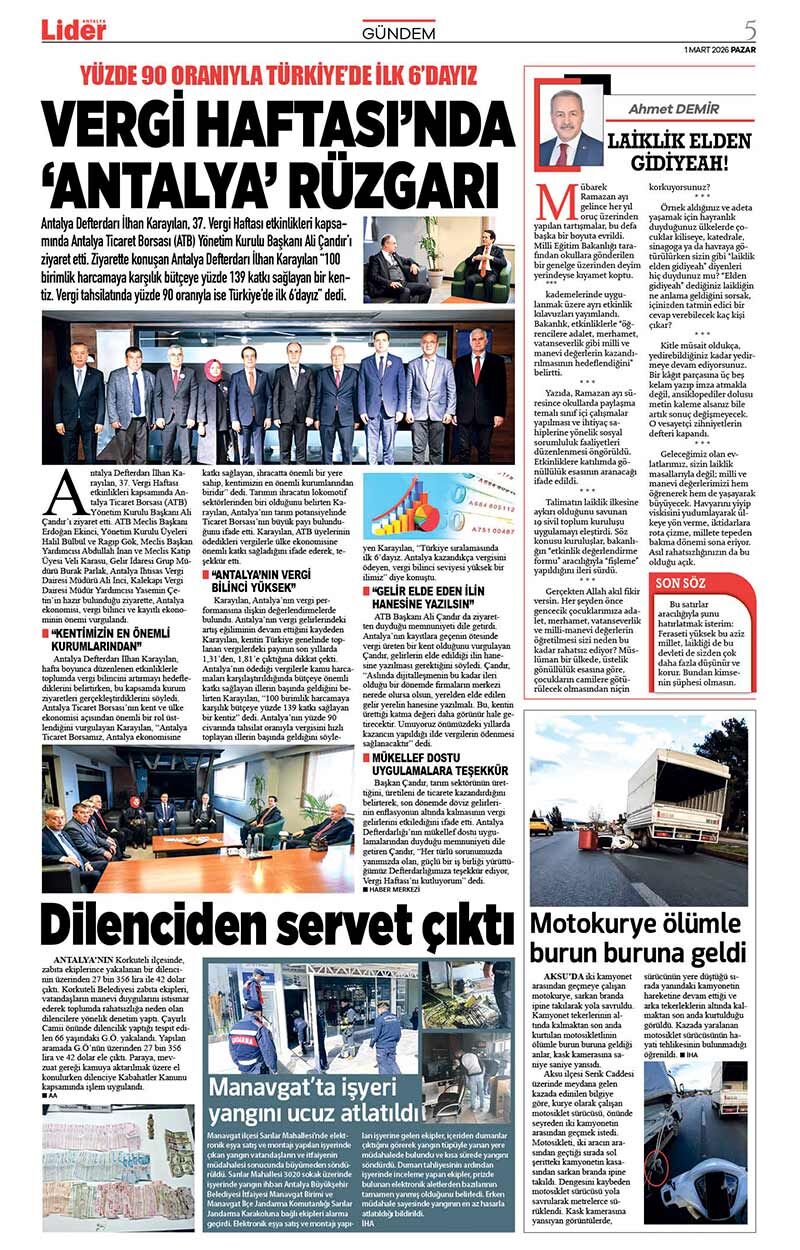 1 M A R T 2026 L İ D E R G A Z E T E A N T A L Y A 5