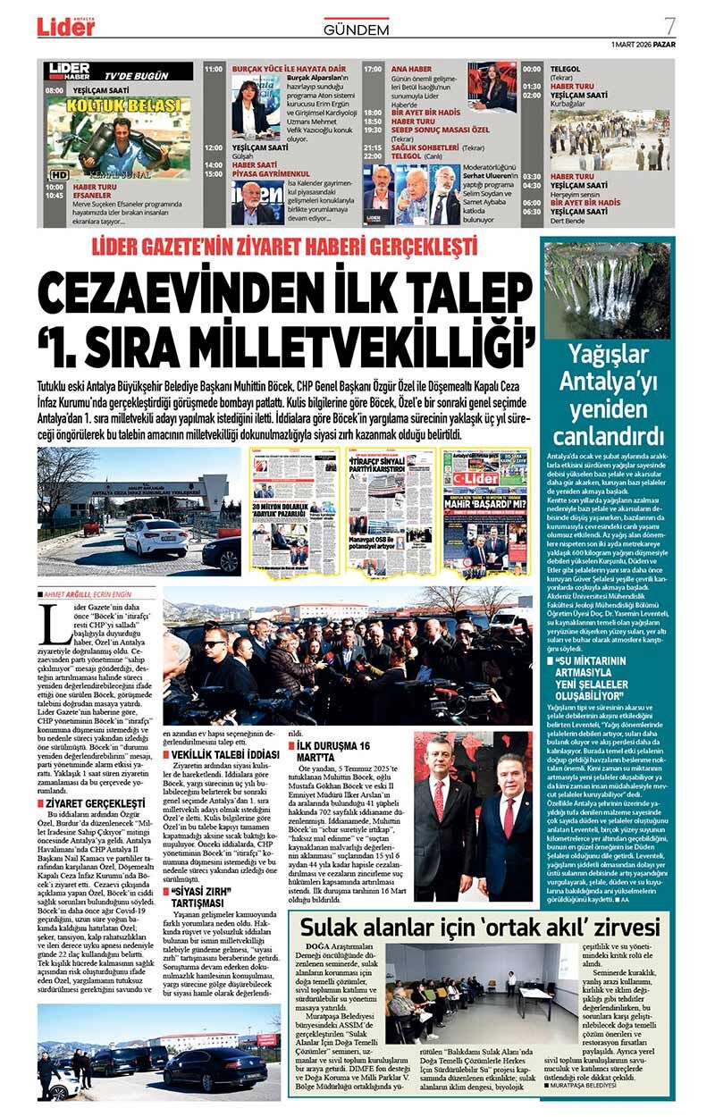 1 M A R T 2026 L İ D E R G A Z E T E A N T A L Y A 7