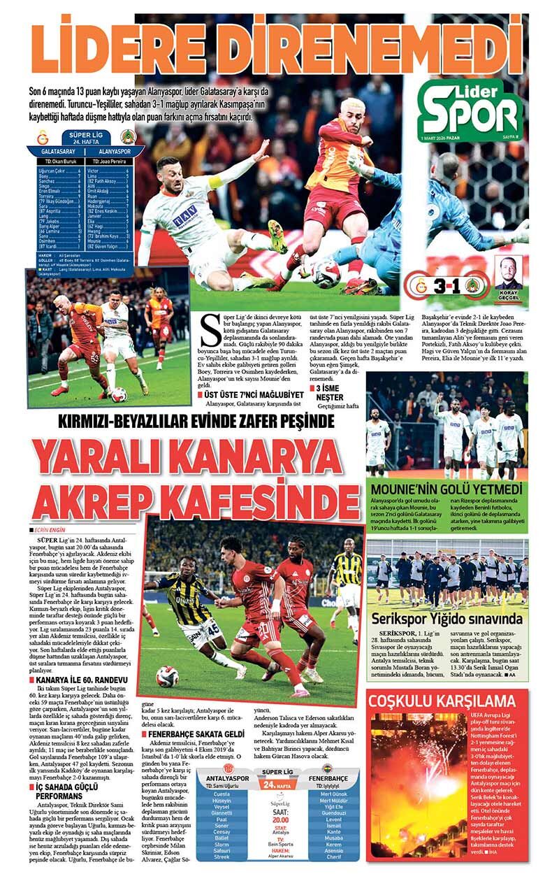 1 M A R T 2026 L İ D E R G A Z E T E A N T A L Y A 8