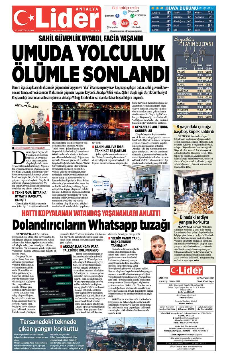 10 M A R T 2026 L İ D E R G A Z E T E A N T A L Y A 3