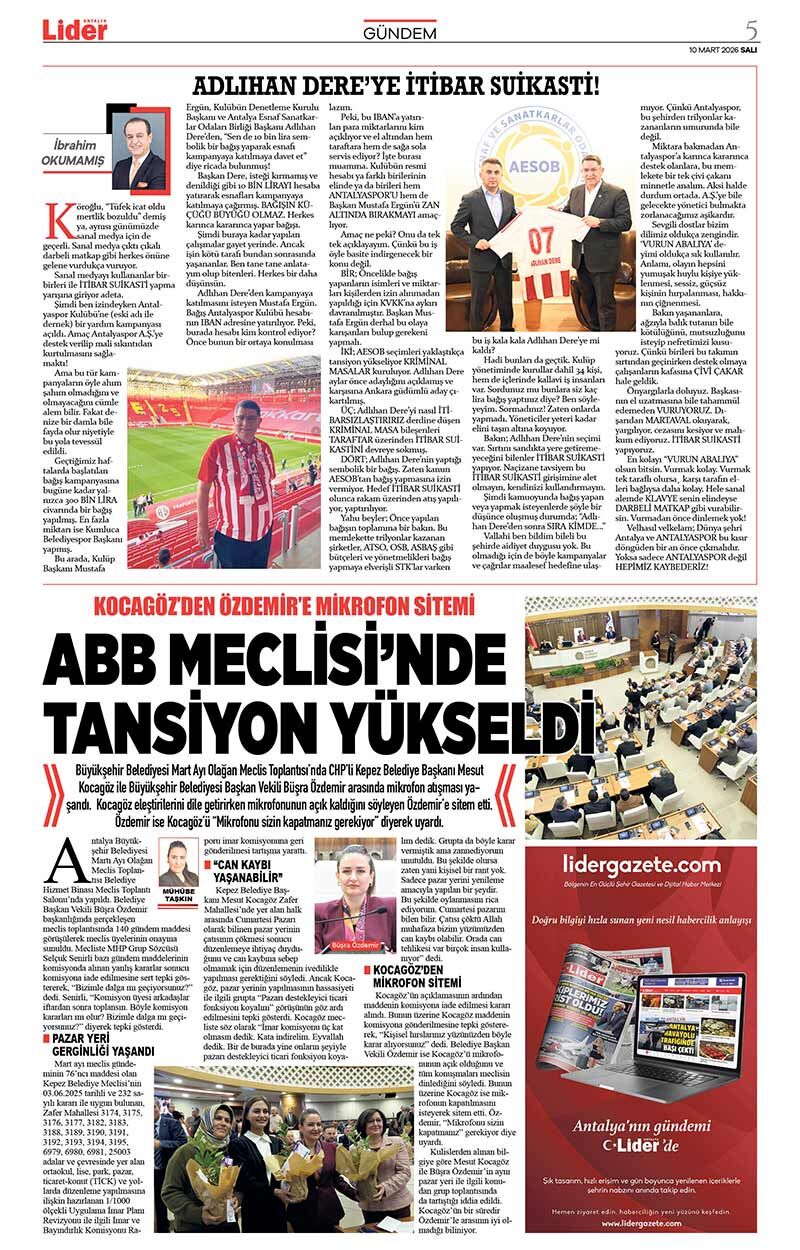 10 M A R T 2026 L İ D E R G A Z E T E A N T A L Y A 5