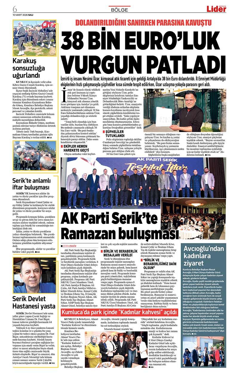 10 M A R T 2026 L İ D E R G A Z E T E A N T A L Y A 6