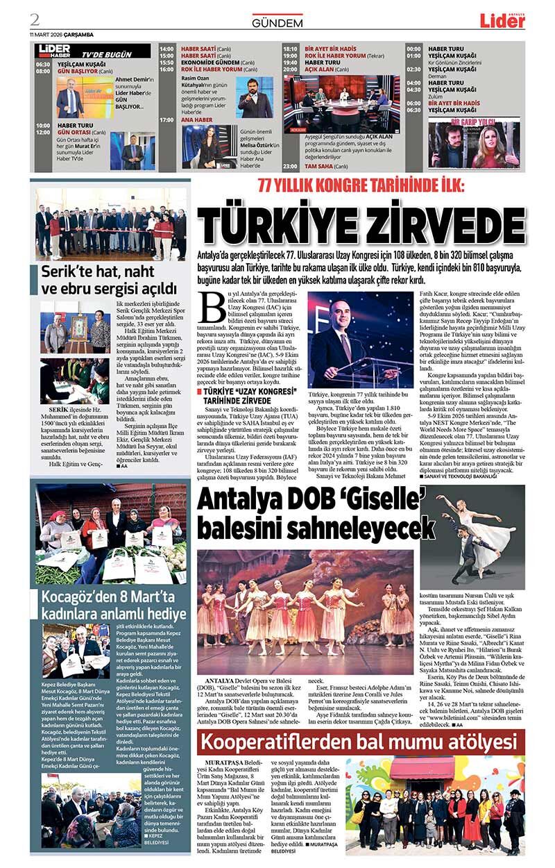 11 M A R T 2026 L İ D E R G A Z E T E A N T A L Y A 2