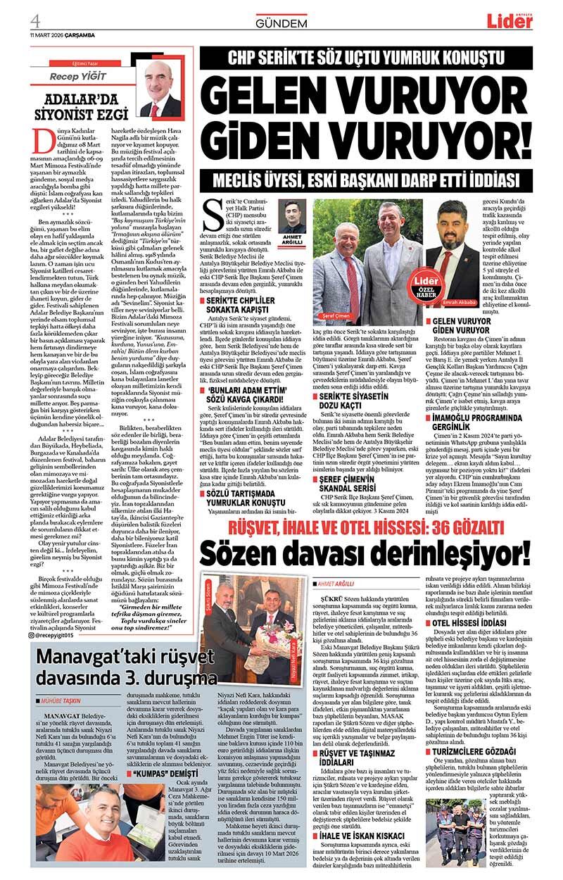 11 M A R T 2026 L İ D E R G A Z E T E A N T A L Y A 4