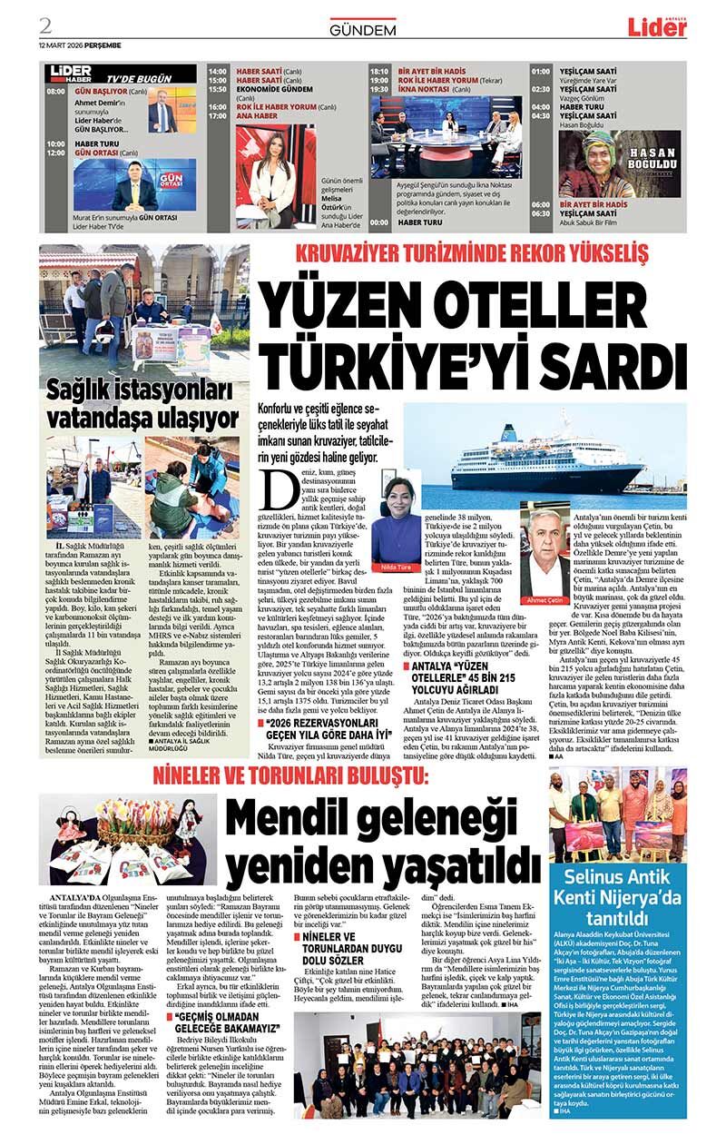 12 M A R T 2026 L İ D E R G A Z E T E A N T A L Y A 2
