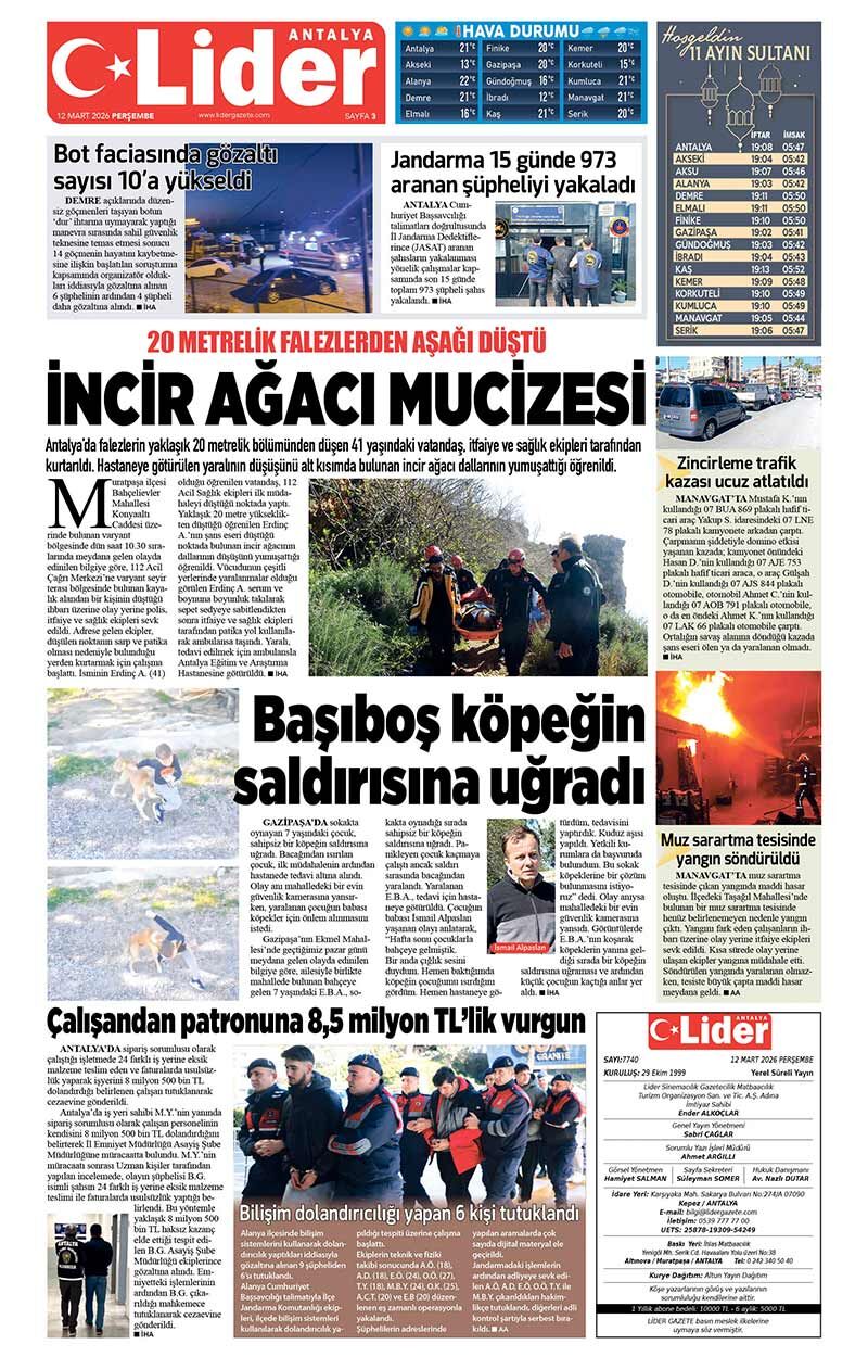 12 M A R T 2026 L İ D E R G A Z E T E A N T A L Y A 3
