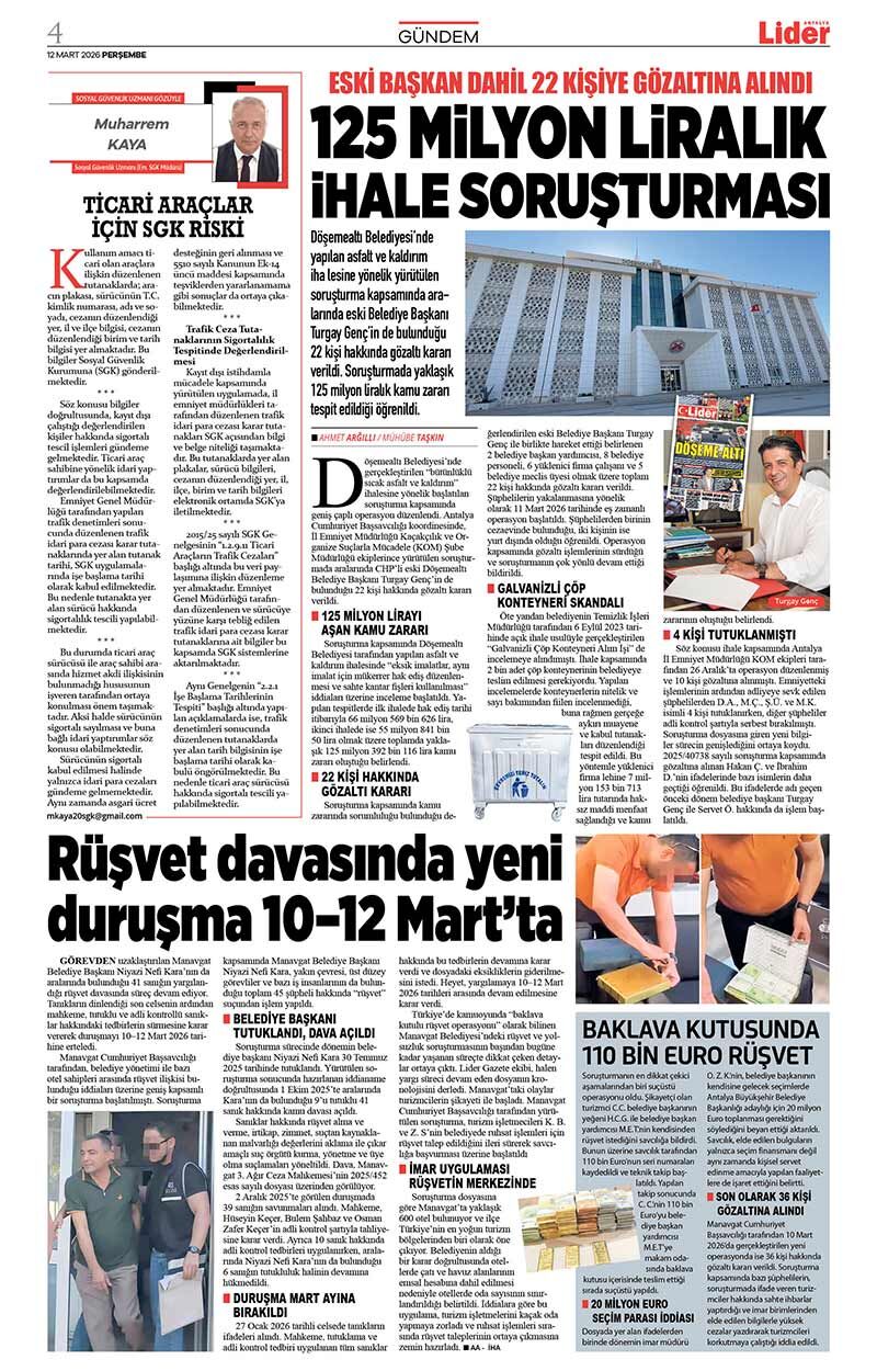 12 M A R T 2026 L İ D E R G A Z E T E A N T A L Y A 4