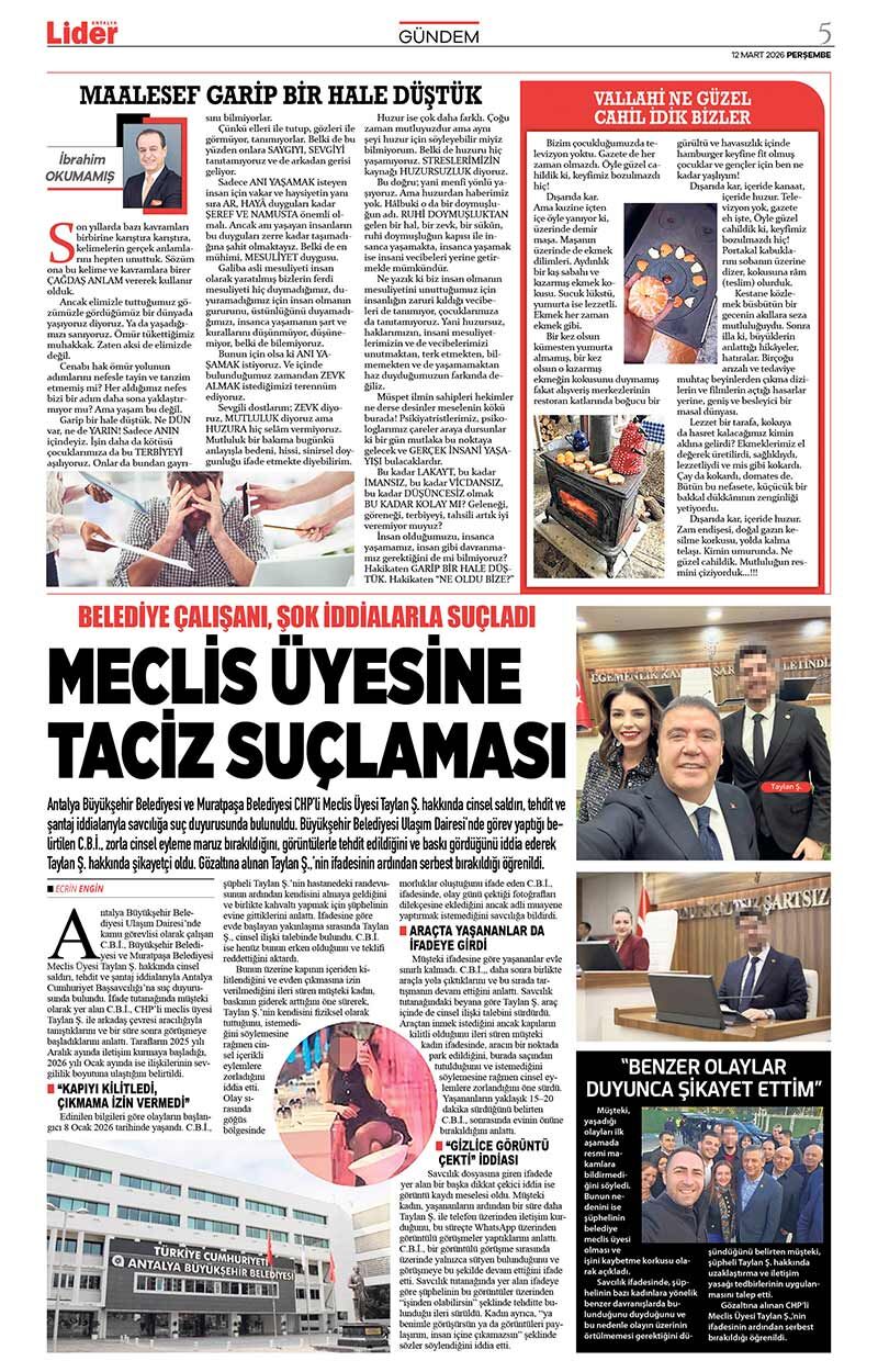 12 M A R T 2026 L İ D E R G A Z E T E A N T A L Y A 5