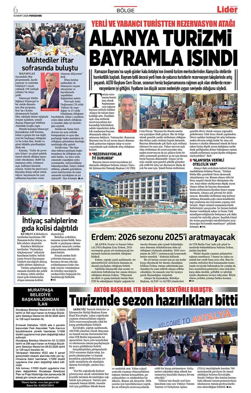 12 M A R T 2026 L İ D E R G A Z E T E A N T A L Y A 6