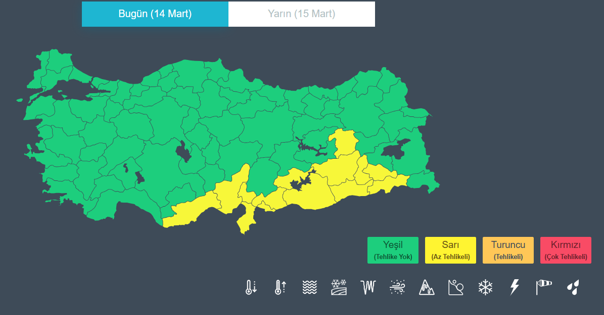 14 Kente Kuvvetli Yağış Uyarısı