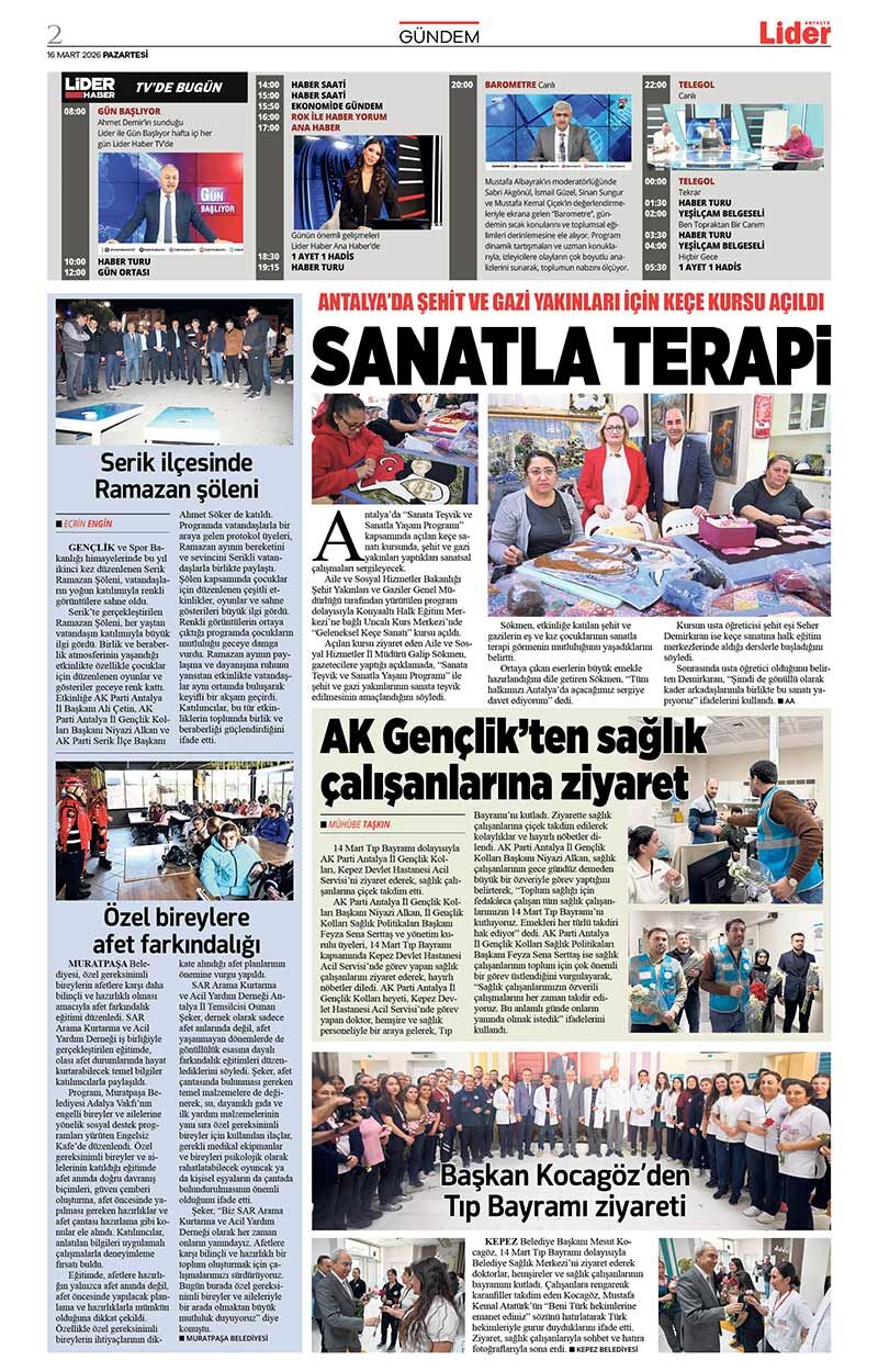 16 M A R T 2026 L İ D E R G A Z E T E A N T A L Y A 2