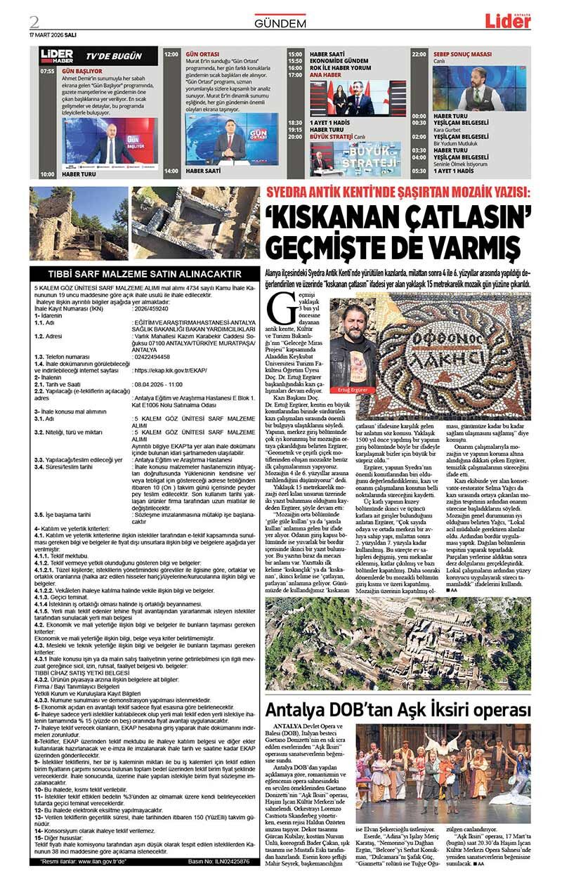 17 M A R T 2026 L İ D E R G A Z E T E A N T A L Y A 2