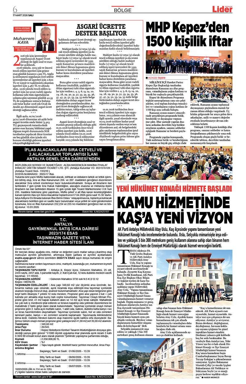 17 M A R T 2026 L İ D E R G A Z E T E A N T A L Y A 6