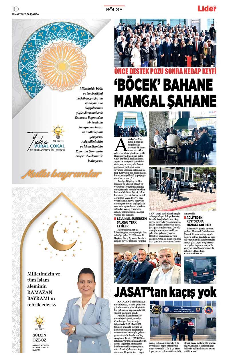 18 M A R T 2026 L İ D E R G A Z E T E A N T A L Y A 10