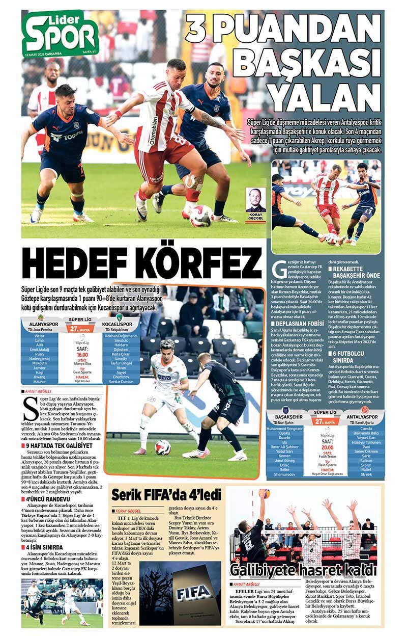 18 M A R T 2026 L İ D E R G A Z E T E A N T A L Y A 11