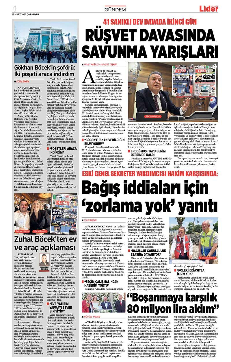 18 M A R T 2026 L İ D E R G A Z E T E A N T A L Y A 4