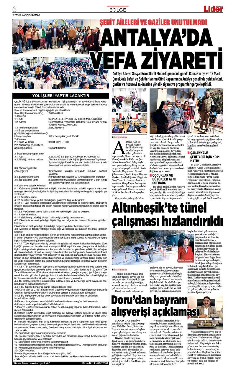 18 M A R T 2026 L İ D E R G A Z E T E A N T A L Y A 6