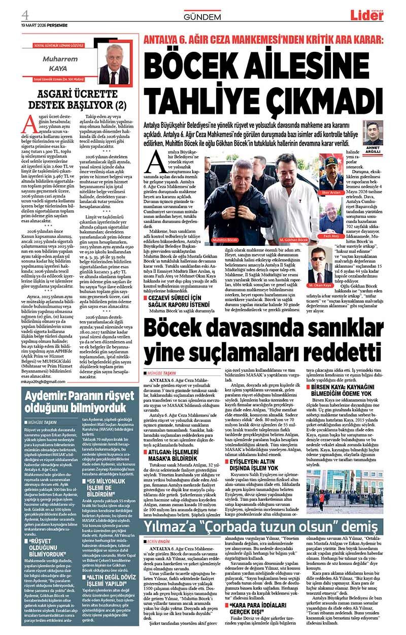 19 M A R T 2026 L İ D E R G A Z E T E A N T A L Y A 4