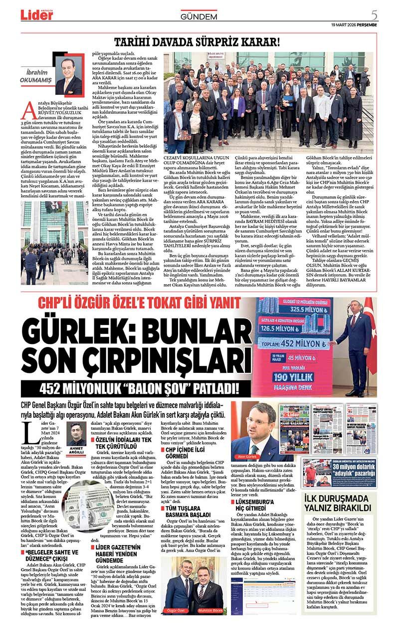 19 M A R T 2026 L İ D E R G A Z E T E A N T A L Y A 5