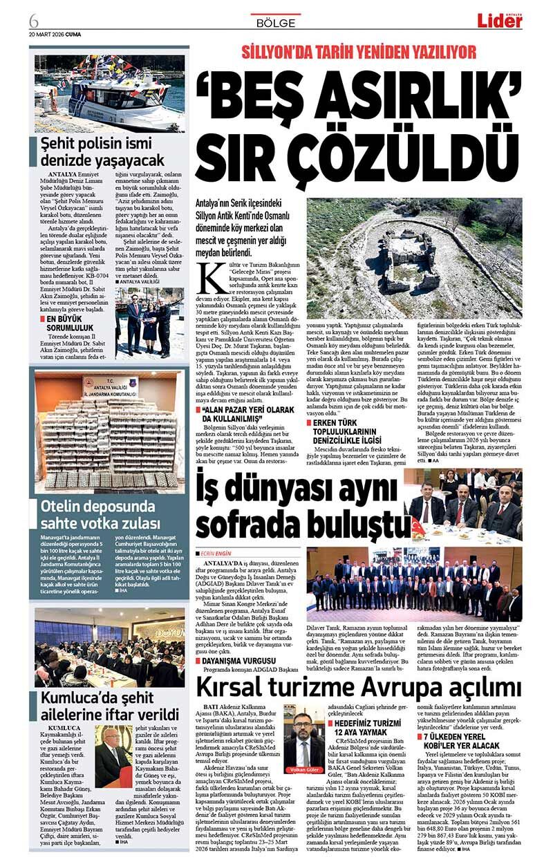 20 M A R T 2026 L İ D E R G A Z E T E A N T A L Y A 6