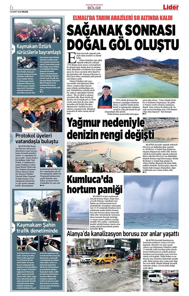 22 M A R T 2026 L İ D E R G A Z E T E A N T A L Y A 6