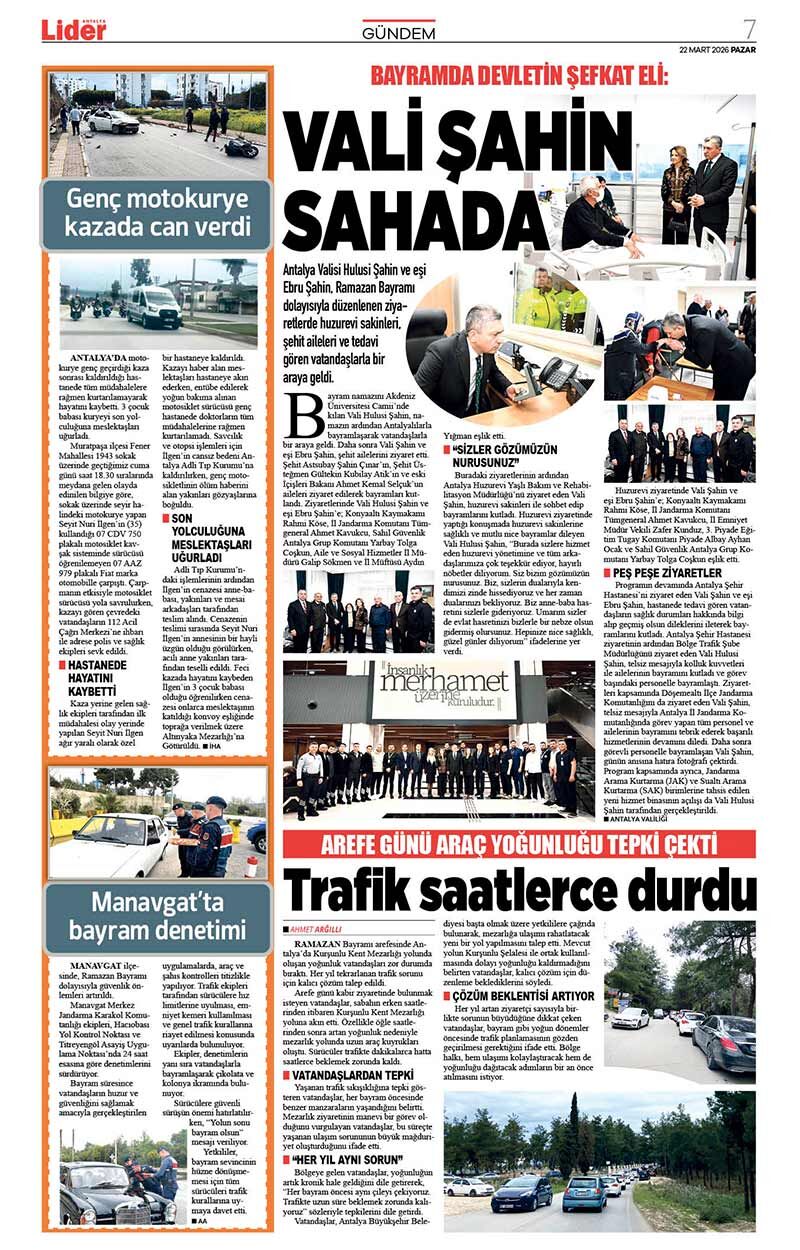 22 M A R T 2026 L İ D E R G A Z E T E A N T A L Y A 7