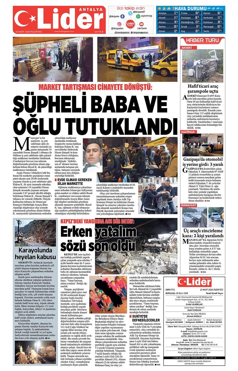 23 M A R T 2026 L İ D E R G A Z E T E A N T A L Y A 3