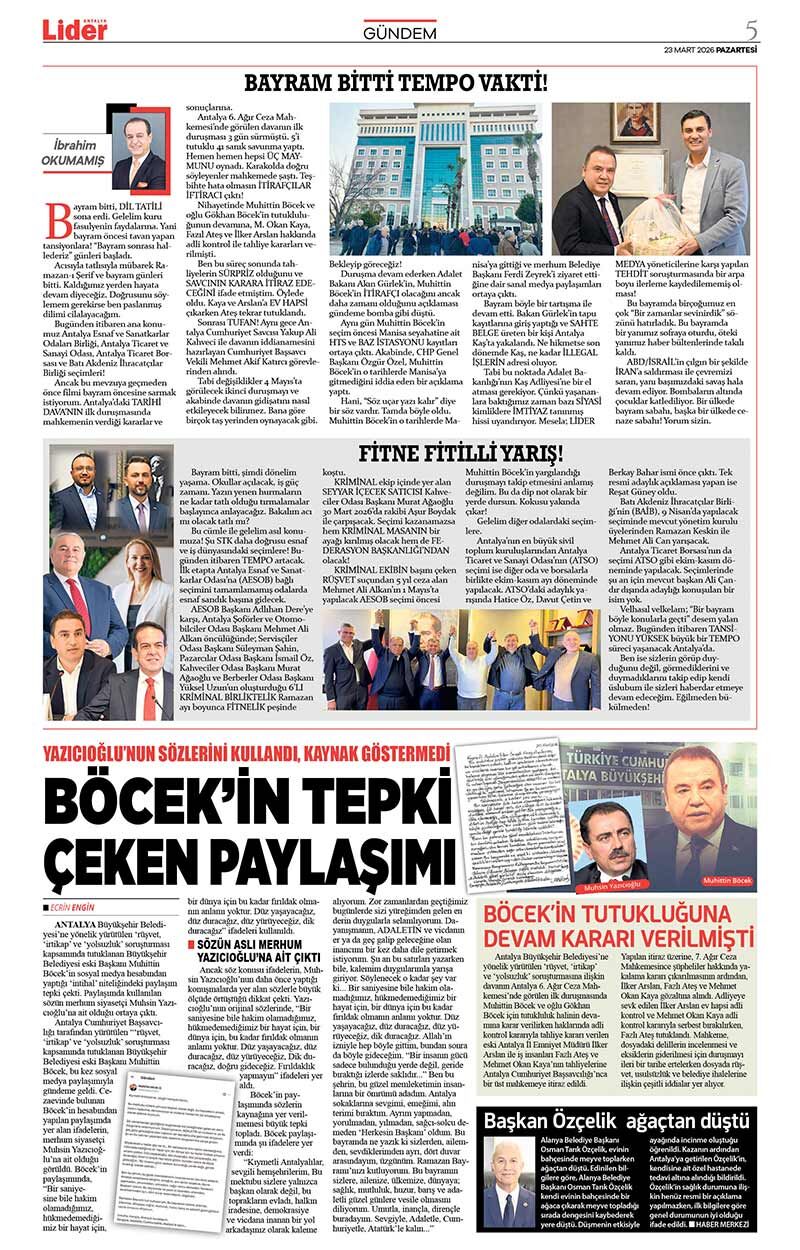 23 M A R T 2026 L İ D E R G A Z E T E A N T A L Y A 5