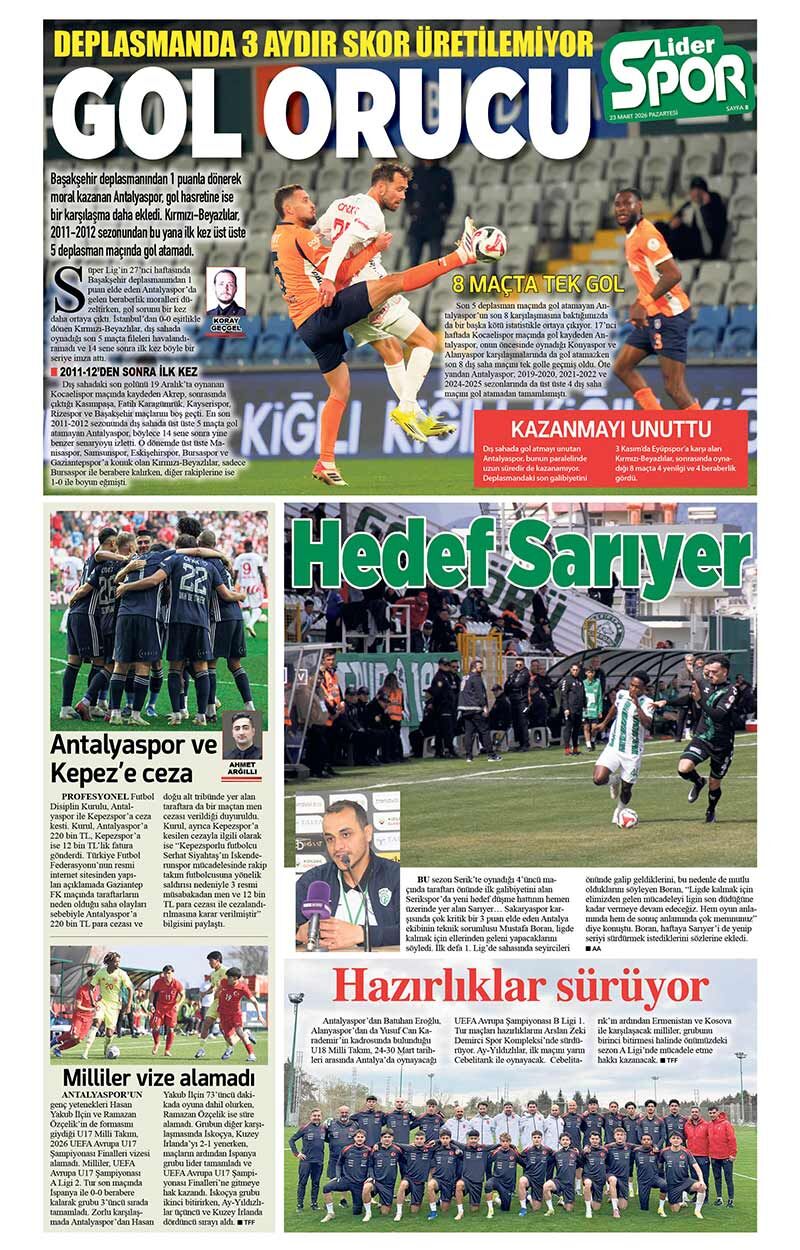 23 M A R T 2026 L İ D E R G A Z E T E A N T A L Y A 8
