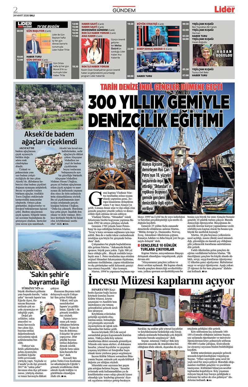 24 M A R T 2026 L İ D E R G A Z E T E A N T A L Y A 2