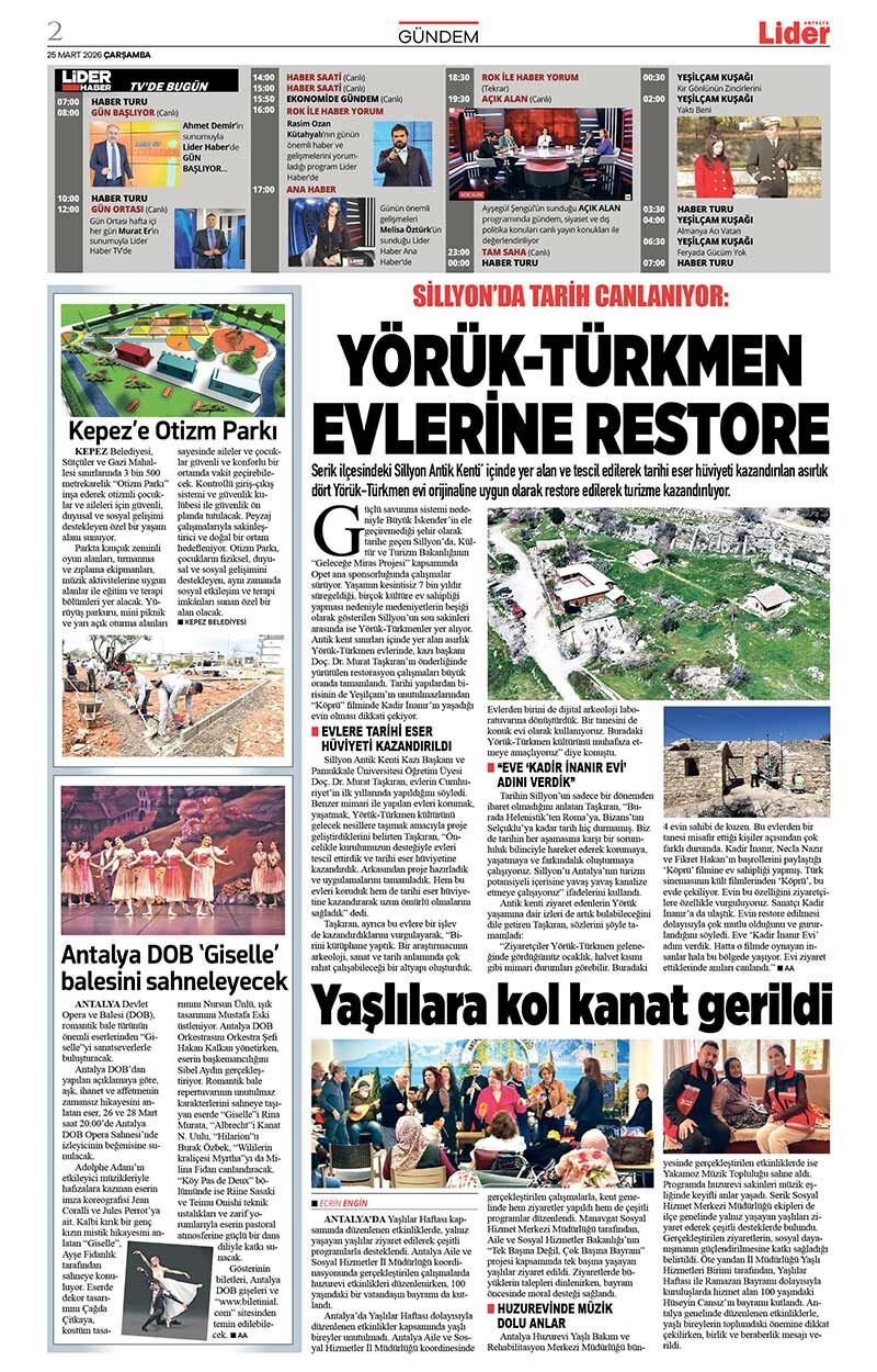 25 M A R T 2026 L İ D E R G A Z E T E A N T A L Y A 2