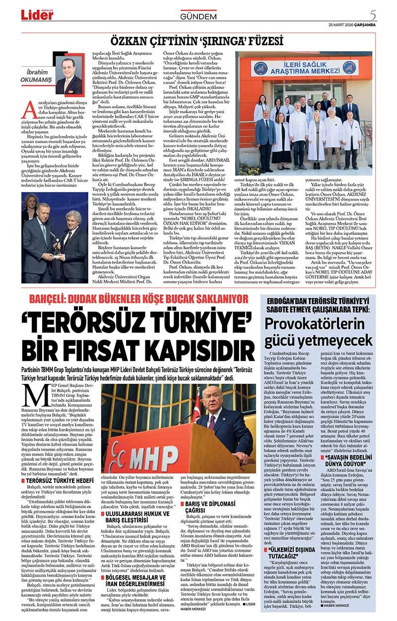 25 M A R T 2026 L İ D E R G A Z E T E A N T A L Y A 5