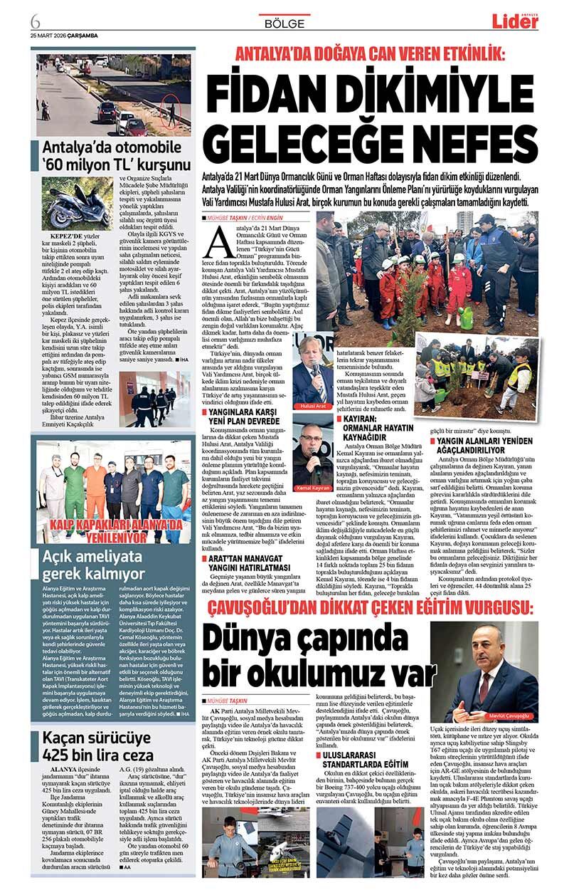 25 M A R T 2026 L İ D E R G A Z E T E A N T A L Y A 6