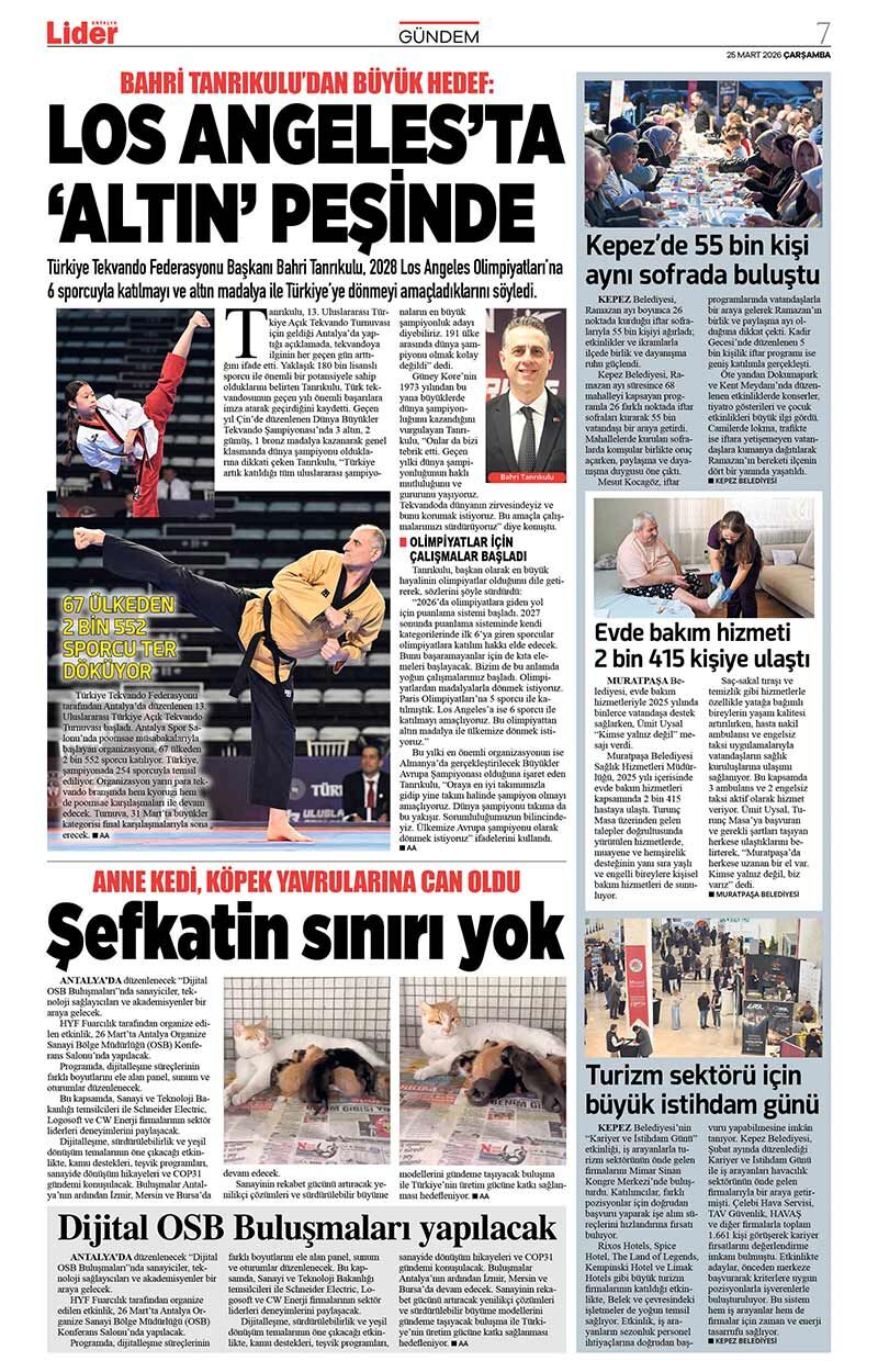 25 M A R T 2026 L İ D E R G A Z E T E A N T A L Y A 7