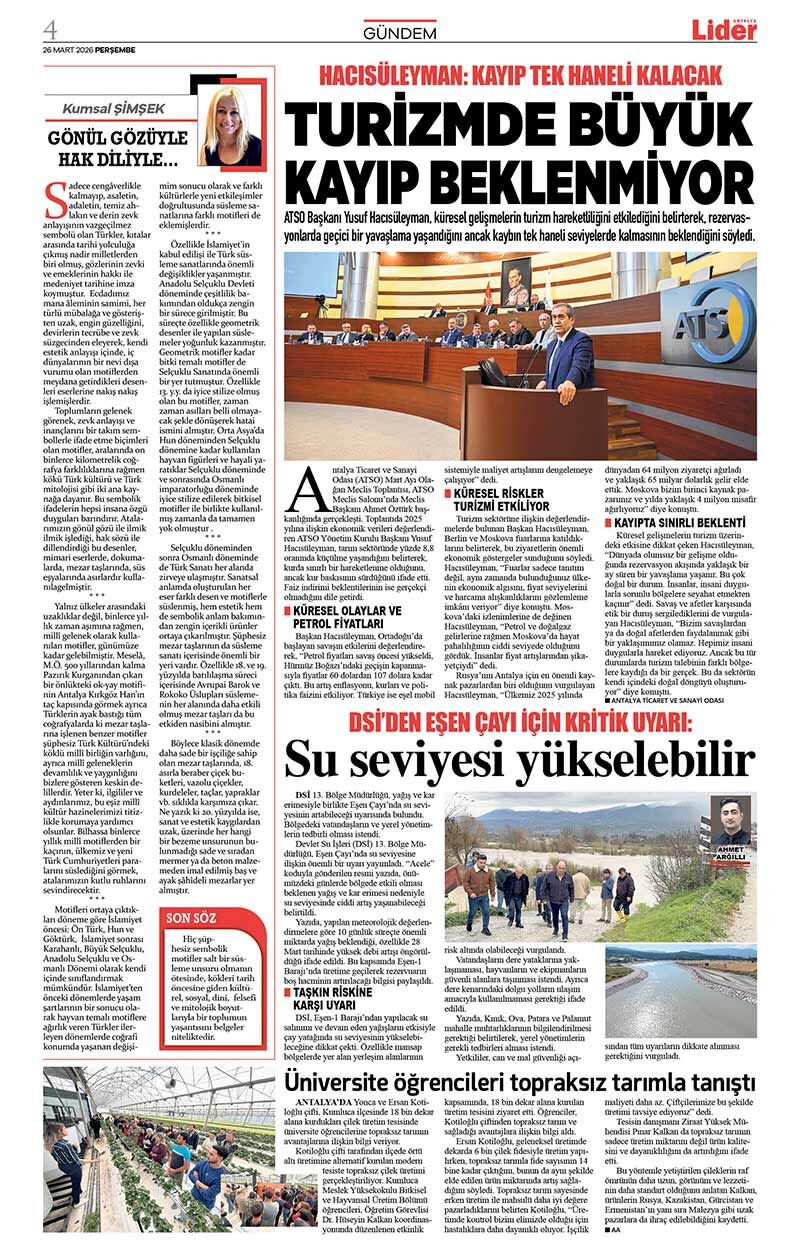 26 M A R T 2026 L İ D E R G A Z E T E A N T A L Y A 4