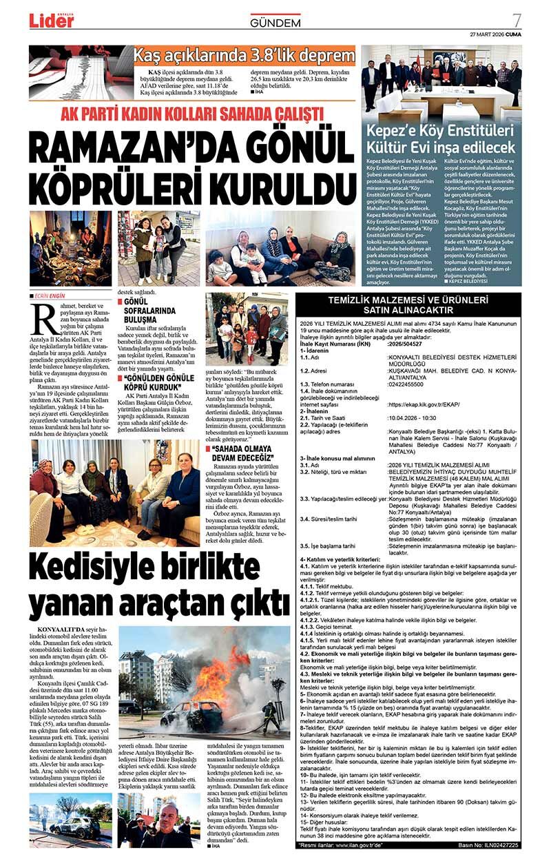 27 M A R T 2026 L İ D E R G A Z E T E A N T A L Y A 7