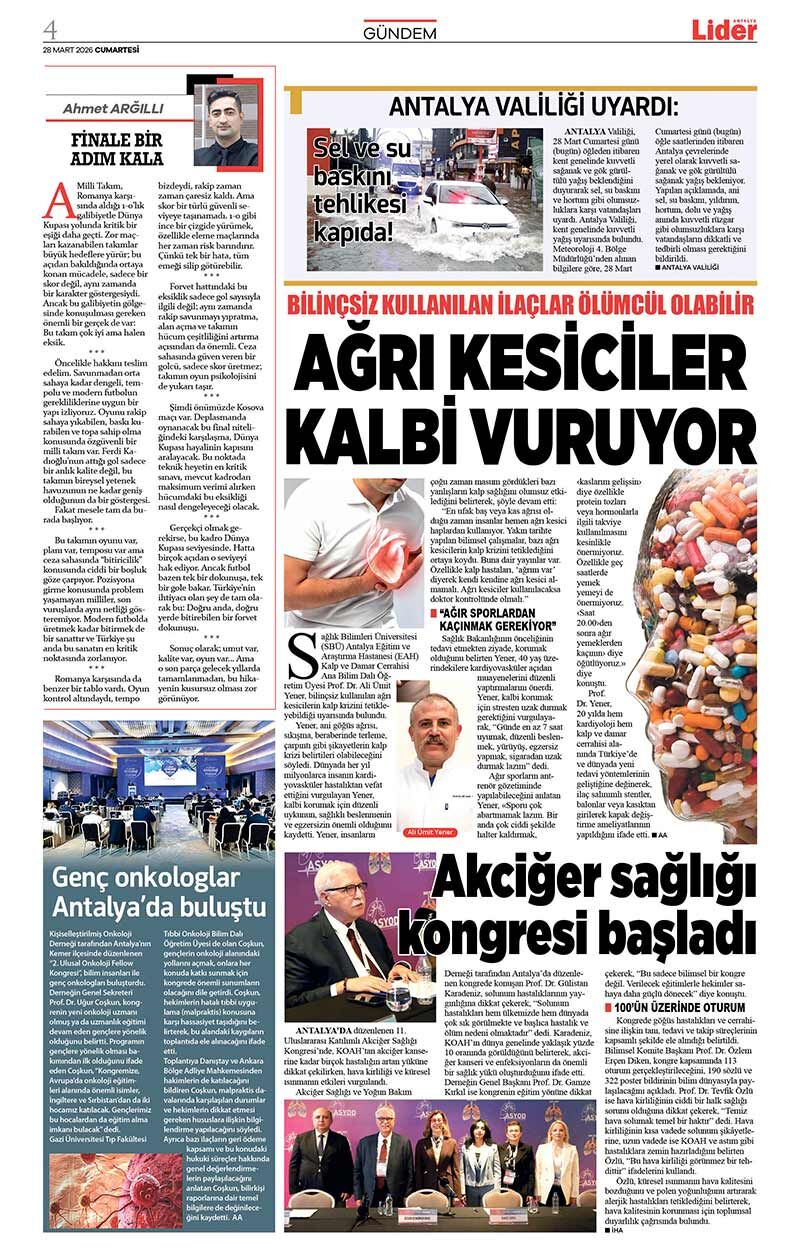 28 M A R T 2026 L İ D E R G A Z E T E A N T A L Y A 4