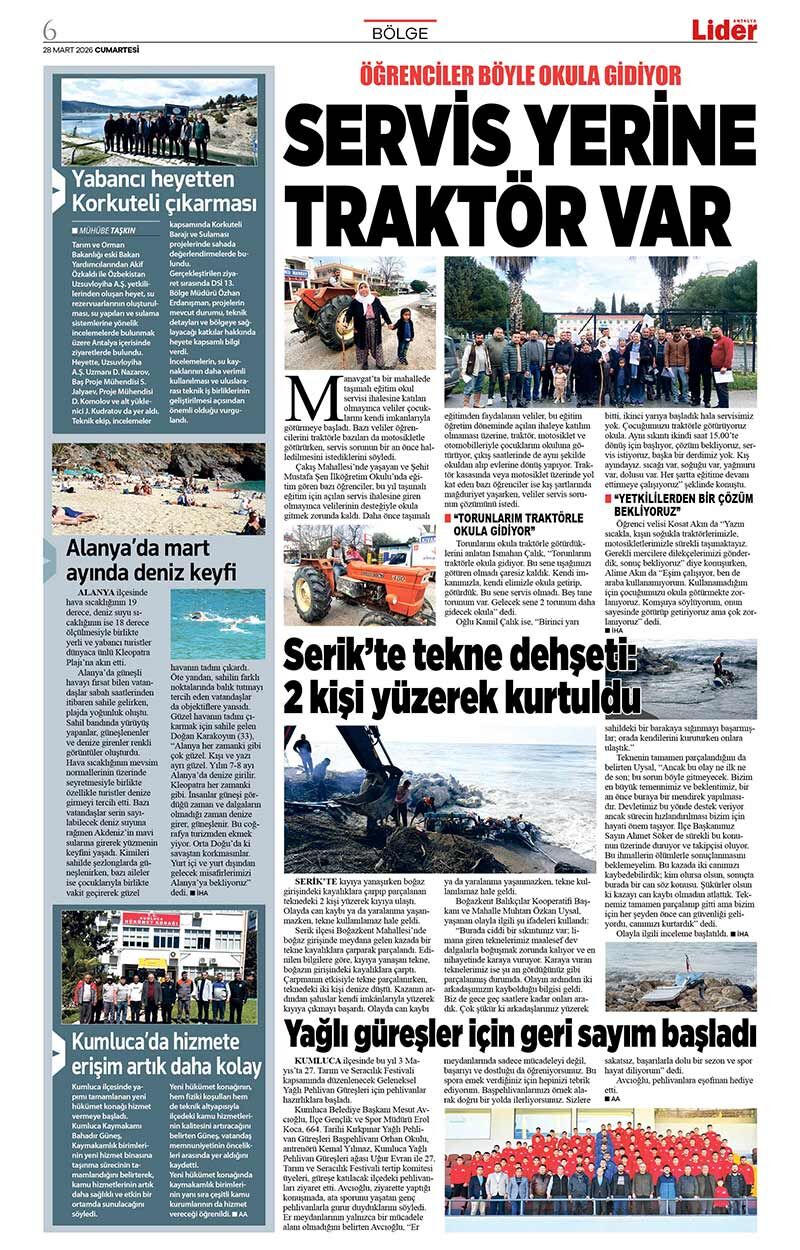 28 M A R T 2026 L İ D E R G A Z E T E A N T A L Y A 6