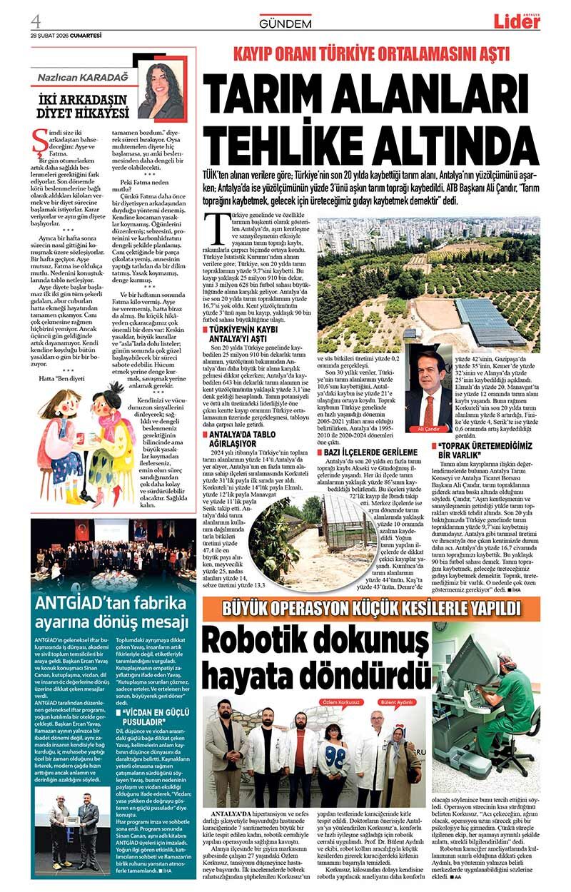 28 Ş U B A T 2026 L İ D E R G A Z E T E A N T A L Y A 4