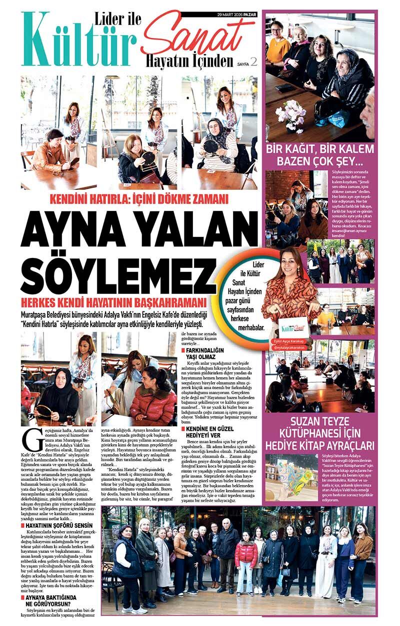 29 M A R T 2026 L İ D E R G A Z E T E A N T A L Y A 2