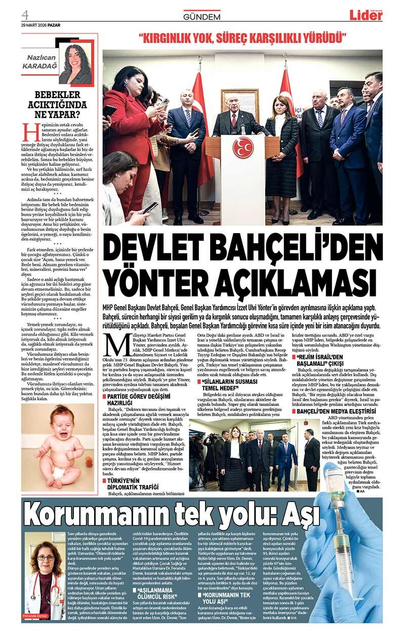 29 M A R T 2026 L İ D E R G A Z E T E A N T A L Y A 4